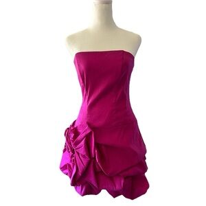 VINTAGE Jessica McClintock Pink Bubble Hem Strapless Mini Dress